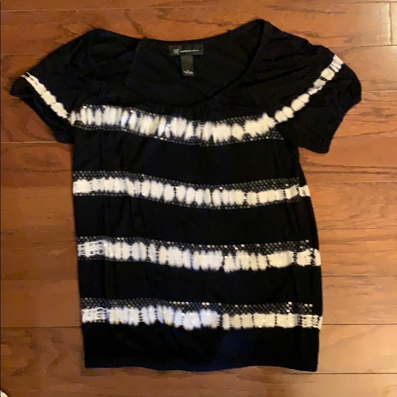 INC International Concepts Tops - 🔥INC Black &WhiteShort Sleeve Top Size Small EUC